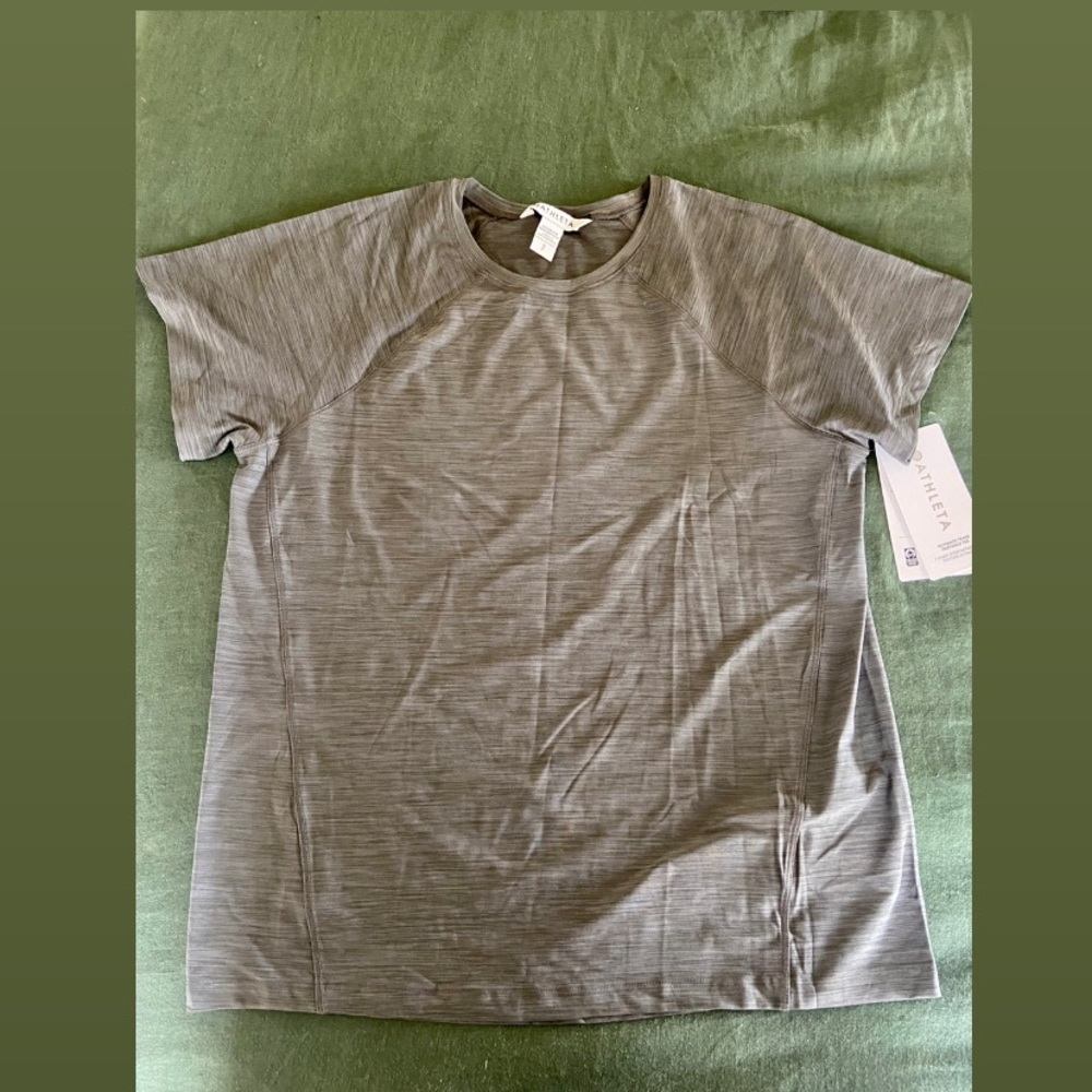 Athleta Ultimate Train Textured Tee Heather Gray Women’s Small